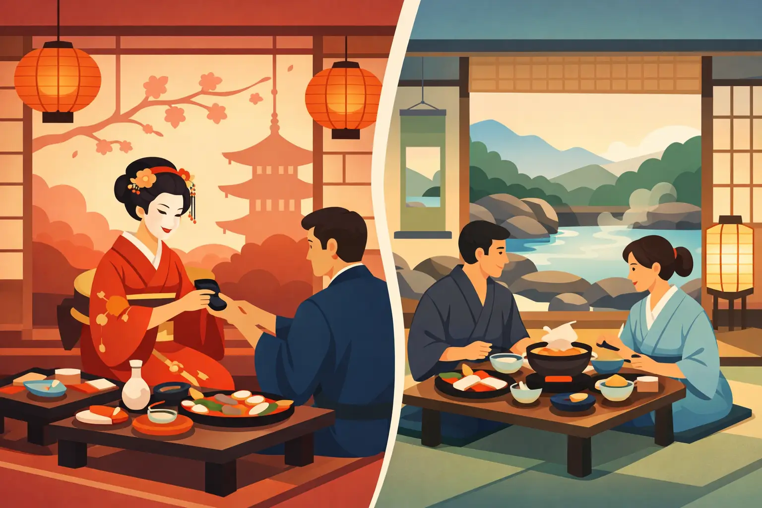 Geisha Banquet Versus Ryokan Dinner Compared
